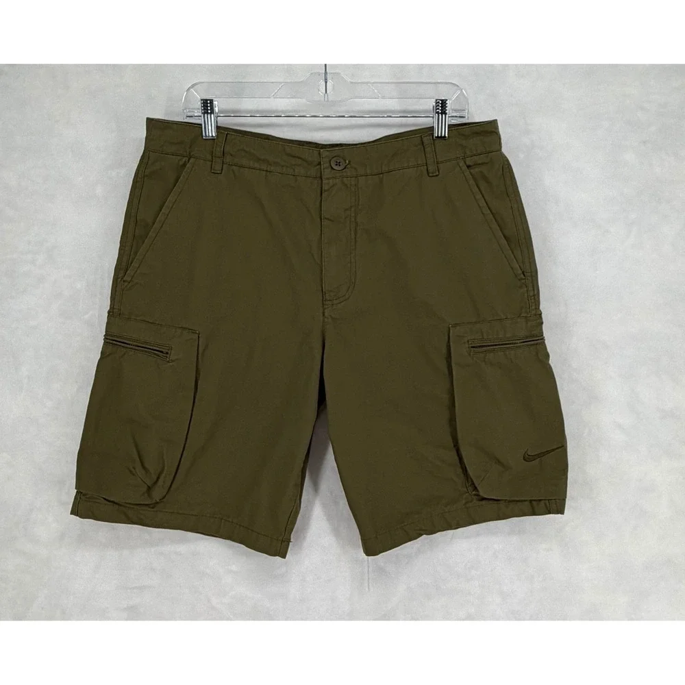 Nike Mens Cargo Shorts Olive Green Ripstop Cotton 613644-322 Size 34